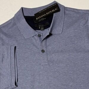 NWT Banana Republic Luxury Touch Polo Blue Mens XL Heather Blue